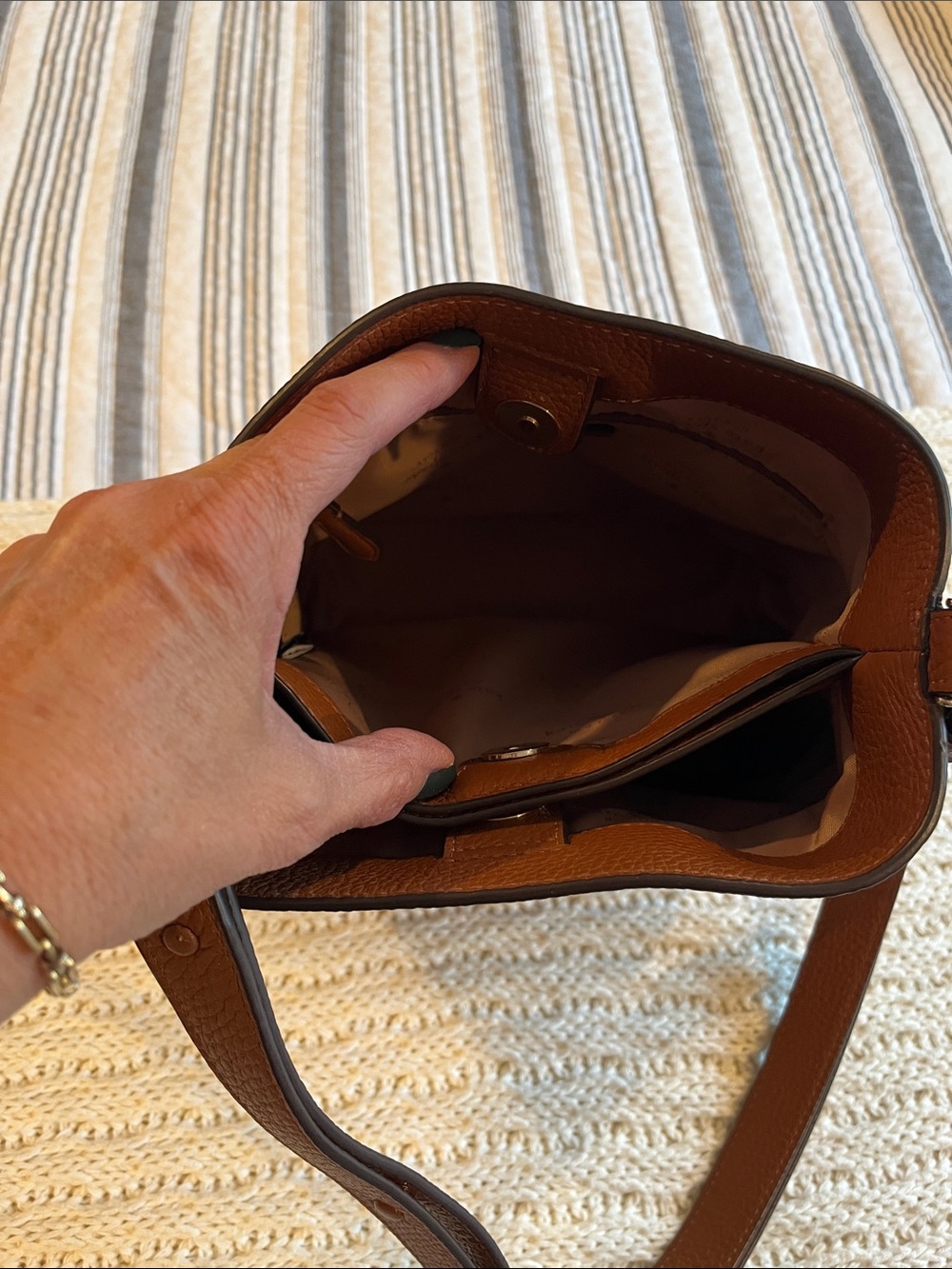 kate spade Brown Pebbled Leather Bucket Crossbody - Picture 4 of 9